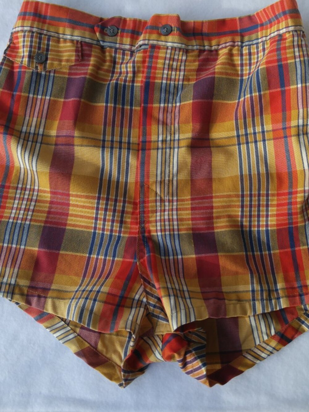 70s Plaid Vintage Board shorts Bathing suit Mens Unisex Brentwood Waist 32" GVC - Picture 2 of 10
